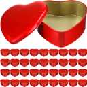 Blulu 36 Pcs Heart Shaped Metal Tins with Lids 4.72" x 4.33" Candy Boxes Biscuits Jar Candle Tins Box Metal Containers for Candy Chocolate Gifts (Red)