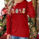 FRYAID Christmas Shirt Women Funny Gingerbread Graphic Sweatshirts Merry Christmas Long Sleeve shirts Casual Pullover Tops (Red, XXL)