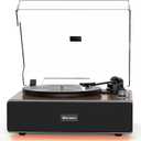 Udreamer Vinyl Record Player with Bluetooth Input, All-in-One Turntable with Built-in Speakers, AT-3600L Cartridge, Belt Drive 33/45 RPM, Auto Stop, Adjustable Lighting