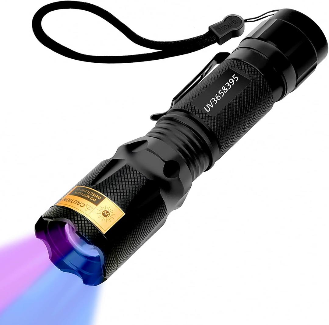 UV Flashlight Black Light- 365nm 395nm Ultraviolet Flashlights, Handheld Blacklight Torch Woods Lamp for Pet Urine Stains Detection, Rocks & Minerals, Glue Curing, Scorpions Finder and Uranium Glass