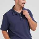 TUVEKE Men's Polo Shirt and Shorts Set Casual Waffle Knit Tracksuit Set for Men Summer Outfits 2 Piece Short Set (M)