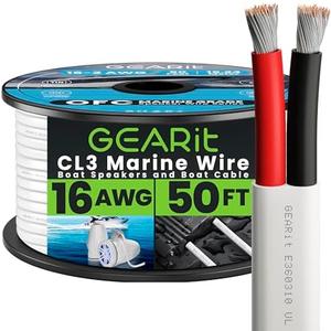 GEARit Speaker Wire 16 Gauge (50ft), Red/Black Speaker Cable 16AWG, Duplex 2-Conductor, Speaker Wires for Boat, RV, Camper, Trailer, Automotive, in-Wall and Outdoor Use