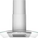 Range Hood 30 Inch, Tieasy Wall Mount Kitchen Hood with Ducted/Ductless Convertible Duct, Stainless Steel Chimney and Baffle Filter, 3-Speed Push Button, LED Lights