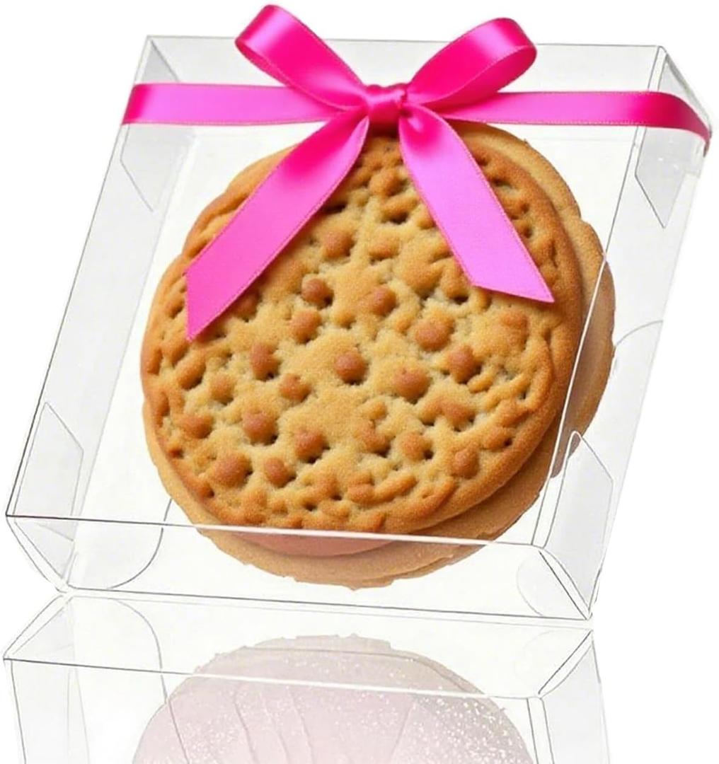 TEMLQPACK 30 Pack 4x4x1.2inch Clear Single Cookies Boxes with Full Window Macaron Boxes Small Treat BoxesCandy Boxe Mini Pie Boxe for Wedding Birthday Party
