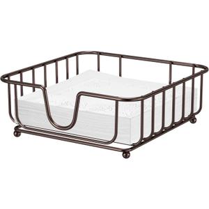 Napkin Holder for Table, Napkin Holders for Paper Napkins, GMFINE Flat Modern Napkin Holder for Kitchen Dining Table Countertops, Bronze, 6.9" x 6.9" x 2.2" Inside Size (Luncheon)