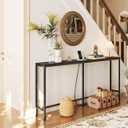 SUPERJARE 70 Inch Console Table with Outlet, Sofa Table with Charging Station, Narrow Entryway Table, Skinny Hallway Table, Behind Couch Table, for Living Room, Black, 7.9"d X 70.8"w X 31.5"h