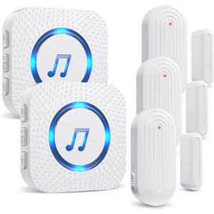 SanJie Door Sensor Chime for Door Opens Door Entry Chime for Business/Home/Office/Store,600 FT Range,55 Chimes 5 Adjustable Volume Door Ringer Alert 3 Sensors + 2 Receivers