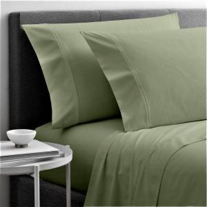 Cottingon 4 Piece RV Short Queen Sheets, 100% Extra Long Staple Premium Egyptian Cotton, Soft Camper Queen Bed Sheet Set, Fits Upto 15" Deep RV Bunk Mattress 60"X75", Sage