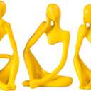 Thinker Statue Gold Decor Abstract Art Sculpture, Golden Resin Collectible Figurines for Home Living Room Office Shelf Decoration,Great Gifts Ideas (Yellow)
