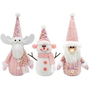 Pink Christmas Decorations - 3Pcs Gnomes Pink Christmas Decor for Home Office- Winter Table Decor