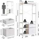 Aibiju Clothes Rack for Hanging Clothes, 2 Drawers, Heavy Duty Garment Racks with Shelves, Clothes Rack with Hanging Hooks, White YD-TM080W