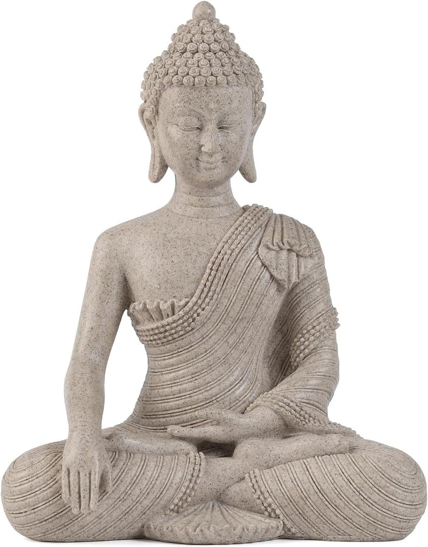 Buddha Statue for Home Decor Beige White-Buddha Statue Large for Spiritual 10.2''-Buddha Decor for Living Room-Buddha Statues for Zen Decor Indoor Buddha Gift for Shrine , Meditation or Relaxation
