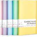 feela 5 Pack Notebooks Journals Bulk, Hardcover Classic Ruled Lined Journals with Pen Holder for Women Girls School Business Supplies, with 5 Black Pens, 120 GSM, 5.1x8.3, A5, Pastel Colors