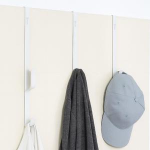 Over The Door Hook Rack, Kitchen appliances, Dorm Room Essentials, Stainless Steel, No Drill, Damage-Free, Space Saving Door Hanger for (Bathroom, Bedroom, Closet)(White)