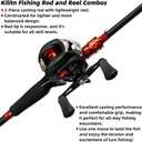 Kilitn Fishing Rod and Reel Combo, Baitcasting Combo Baitcast Reel, 6 Foot 7 Foot 2-Piece, Durable Fiberglass Wrapped Carbon Fiber Rod with Comfortable EVA Handle, Large