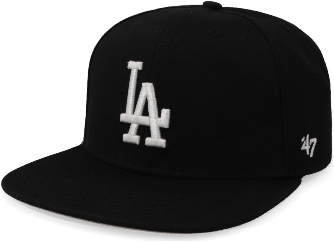47 Los Angeles Dodgers Hat Mens Womens Adjustable Baseball Cap, Structured Fit, Black/White, One Size