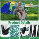 4 Pcs Floral Folding Chairs for Outside, Camping Chairs Set, Portable Lawn Chair with Armrests & Carry Bags, Outdoor Travel Lightweight Folding Chair for Picnic & Beach(Tropical Green), 19.7 x 19.7 x 31.5 inches