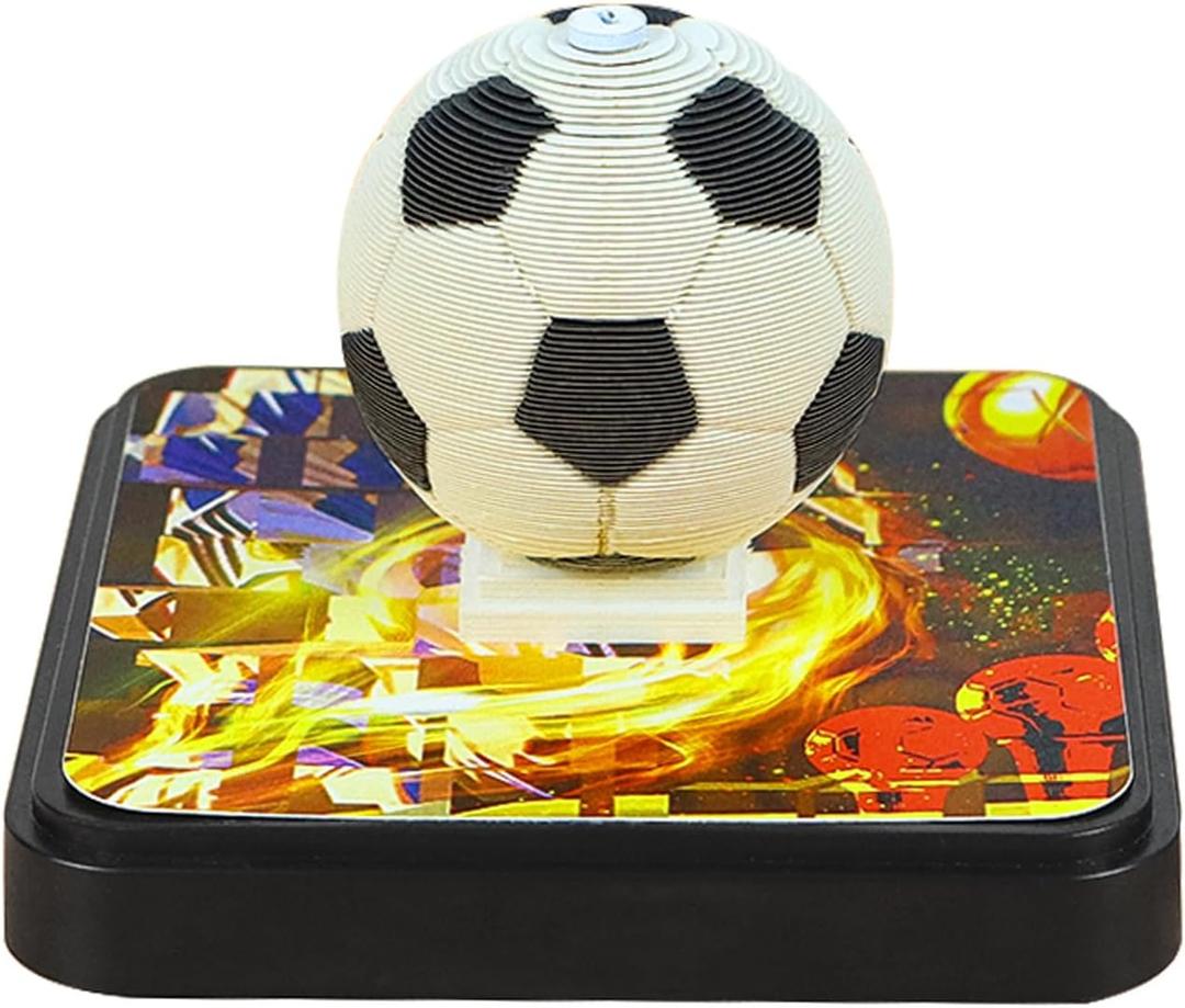 3D Calendar 2025,Creative Time Piece Calendar 2025 Desk Calendar, Soccer Ball Paper Carving Art Tear Away Calendar 3D Memo Pad DIY Christmas Gift