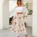 Naggoo Women's Skirts High Elastic Waisted Casual Skirt Pleated Floral/Solid Midi Skirts with Pockets Medium