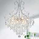 WUZUPS Crystal Chandelier 10-Light Pendant Ceiling Light Modern Lighting Fixture for Dining Room Hallway Bedroom Kitchen Bathroom, H 27.6" x W 22.8", E12 Base, Silver