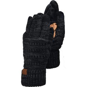 C.C Unisex Cable Knit Winter Warm Anti-Slip Touchscreen Texting Gloves, Black