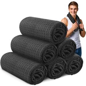 Microfiber Gym Towels for Showering Working Out Quick Dry Negative ions Large Middle Small Sizes Lightweight Gym Towel for Men Women Tennis Sports Towels for Body Hot Yoga Fitness Essentials (16 inch X 27 inch, Black)