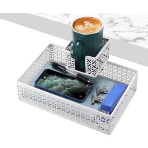 Aurynns Under Desk Drawer Organizer Clip-on Cup Holder Under Desk Storage Drawers Rotated Under Table Drawer for Desk Organizer Clamp Phone Holder Paper Drawer (White)