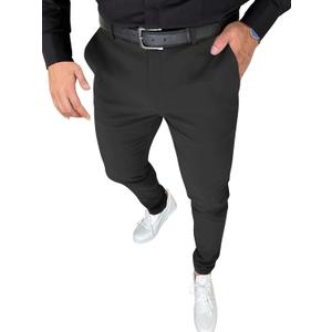 PLEPAN Men's Stretch Dress Pants Slim Fit Casual Suit Pants Expandable Waist Golf Pants (Large, Black) PLEPAN Men's Stretch Dress Pants Slim Fit Casual Suit Pants Expandable Waist Golf Pants (Large, Black)