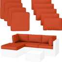 9 Pack Patio Cushion Covers Outdoor Furniture Cushion Slipcovers Replacement Waterproof with Zipper for 5 Pcs Patio Furniture Set, Covers Only, Orange