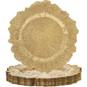 LIYH 8 Pcs Gold Charger Plates 13'' Plastic Round Chargers Plates Reusable Wedding Dinner for for Table Setting Wedding Party Decoration