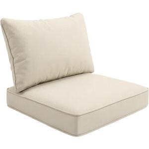 Outdoor Deep Seat Cushion Set, 24''x24''x4'' Waterproof & Fade Resistant Patio Furniture Cushions with Removable Cover, Replacement Cushions for Chair Sofa Couch (Beige)