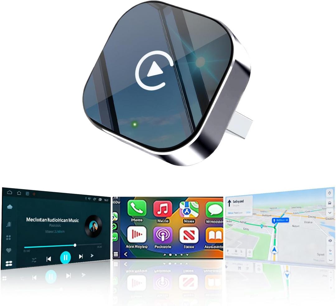 Wireless CarPlay Adapter & Android Auto Dongle, Shiny SilverFast Auto-Connect, Compact Plug & Play Wireless CarPlay Converter for iPhone & Android, USB/USB-C, No Delay, Seamless Reconnection (gray)