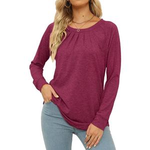 JomeDesign Womens Tops Long Sleeve Crew Neck Shirts Loose Casual Blouse Fall Clothes (S)