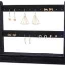 SUPERFINDINGS 1Pc Black Velvet Earring Display 2-Tier Wood Covered Earring Jewelry Display Stand Earring Organizer Holder for Earring Studs, Hole: 1.5mm