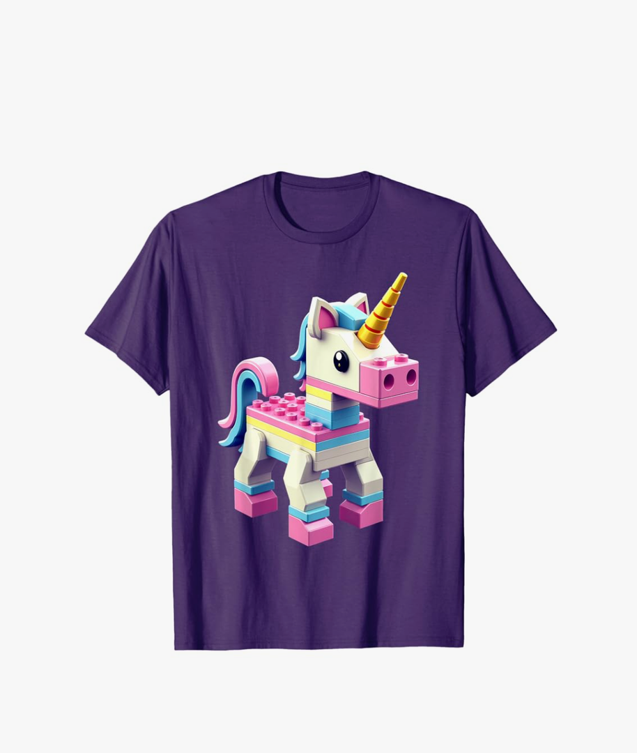 Master Builder Bricks Blocks Play Toys Unicorn T-Shirt Size Small