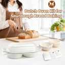YONILL Mini Double Dutch Oven for Sourdough Bread Baking - Enameled Cast Iron Dutch Oven Pot with Lid and 5" Banneton Bread Proofing Basket Kit, Dual Round Bread Loaf Pan for Homemade Baking (White)
