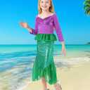 Little Girls Mermaid Costume Kid Princess Ariel Cosplay Dress Outfit Halloween Costume Size 130