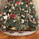 Vintage Winter Christian Christmas Bells Tree Skirt, Farmhouse Winter Bible Verse Tree Skirt, Religious Xmas Tree Mat Ornaments for Winter New Year Home Party Holiday Indoor Decor, 36 Inch (Born)