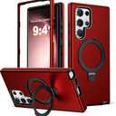 for Samsung Galaxy S23 Ultra Case with Magnetic Ring Stand [Compatible with Mag-Safe][Military Grade Drop Protection][Build in Kickstand] Shockproof Galaxy S23 Ultra Phone Case 6.8",Red