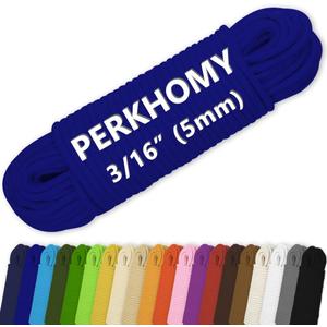 PerkHomy Cotton Rope 3/16" (5mm) 100 ft Multi Purpose Utility Diamond Braided Cord, Natural Cotton for Clothes Line Camping Crafting Flag Pole, Blue