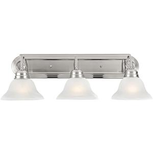 Design House Millbridge 3-Light Vanity Light, Satin Nickel Finish, Frosted Glass Shades, Dimmable, Bathroom Wall Fixture Design House, 517383