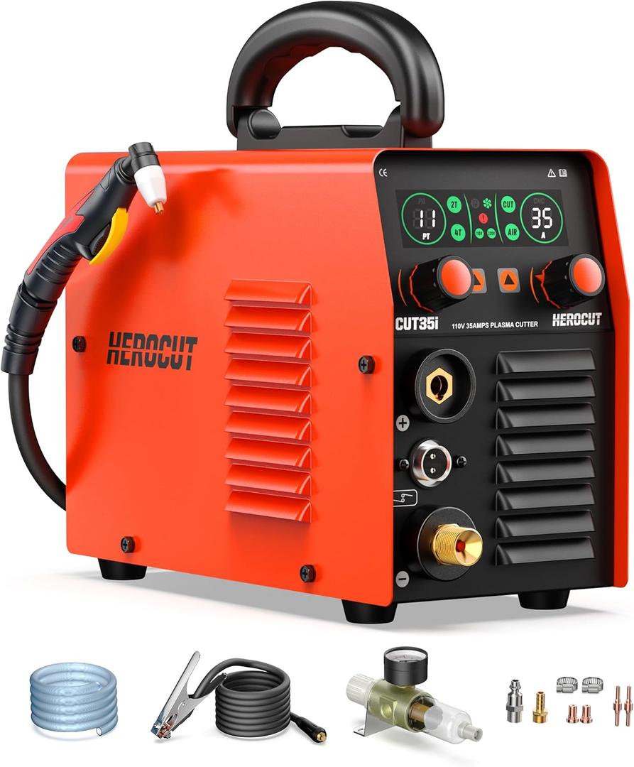 Plasma Cutter,35Amp Plasma Cutting Machine CUT35i, Screen Display 110V HF 50/60Hz Invert Technology Plasma Cutter, Max Cutting Thickness 10mm