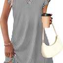 OFEEFAN Spring Summer Dresses for Women 2026 Casual Ruffle Sleeve V Neck Loose Swing Sundresses with Pockets Plain/Print