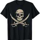 Pirate Skull And Crossbones Skeleton Halloween For Kids Boys T-Shirt, XS