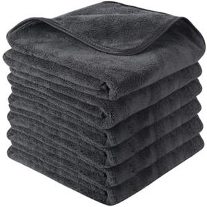 SINLAND Microfiber Car Drying Towels Ultra Absorbent,No Streaks,Scratches, or Water Spots,Wash Cleaning Auto Detailing Towels 380gsm 16inch x 24inch 3Pack Grey