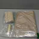 6 Set Beige Placemats, Gold Napkin Rings with Dinner Napkins Cloth, Heat Resistant Non-Slip Place Mats for Dining Table, Washable Durable PVC Vinyl Woven Table Mats for Plates Wedding