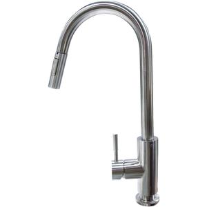Lippert Components Flow Max Bullet Pull-Down Kitchen Faucet with Toggle Stream/Spray Options, 304-Grade Stainless Steel Construction for Residential Homes or RV Kitchens - 719333