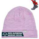 100% Merino Wool Beanie for Women, Men - Set Adult Skull Cap 17.5um & Socks (Heather Lilac, Small-Medium)