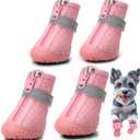 Hcpet Dog Shoes for Small Dogs, Dog Boots & Paw Protectors for Hot Pavement Winter Snow Hiking, Anti-Slip Dog Booties for Hardwood Floor Pink Size 2 (#2 (Width 1.29 inch) for 6.6-11.0 lbs)
