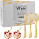 WDF Disposable Plastic Mini Forks 300 Pieces 4 Inches | Mini Gold Forks | Plastic Dessert Forks | Perfect for Small Appetizers and Desserts for Wedding/Party/Birthday
